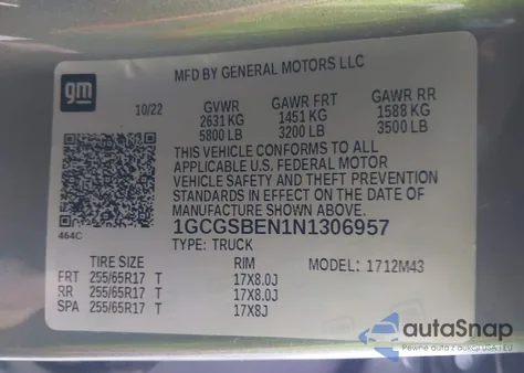 2022 Chevrolet Colorado 2Wd Short Box Wt from USA, damaged, VIN 1GCGSBEN1N1306957